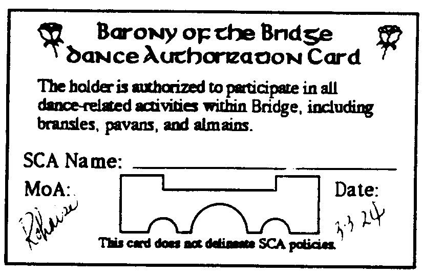 Dance Authorization Card